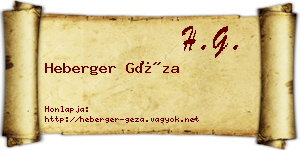 Heberger Géza névjegykártya